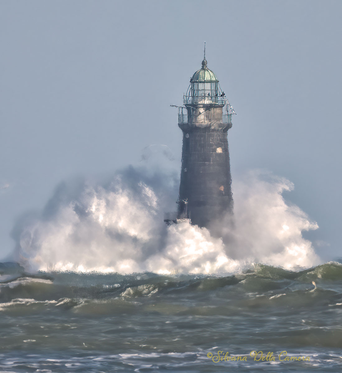 Minot's Ledge Lighthouse after a storm,