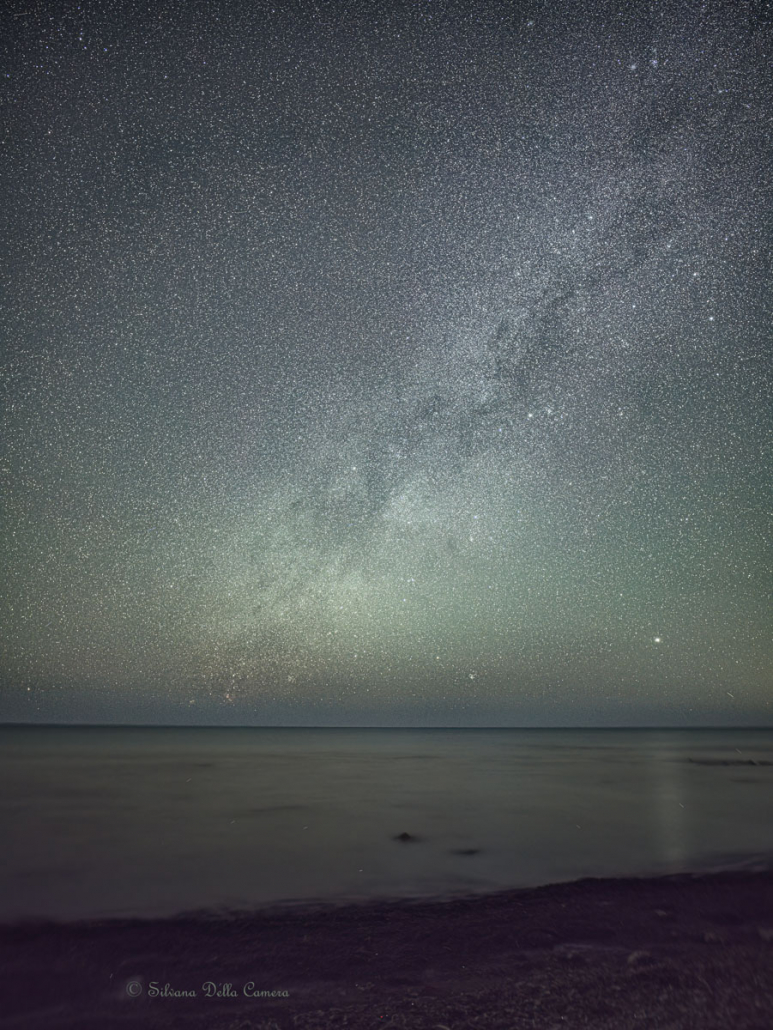The Milky Way blazed brightly in the dark sky.