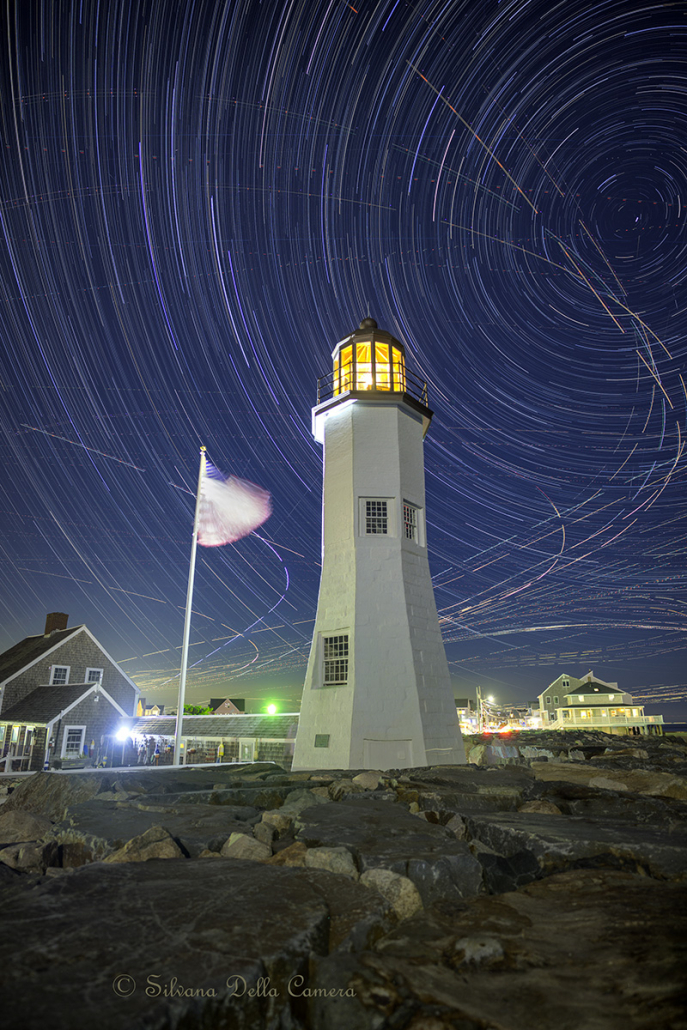 Star trails over Scituate Lighthouse